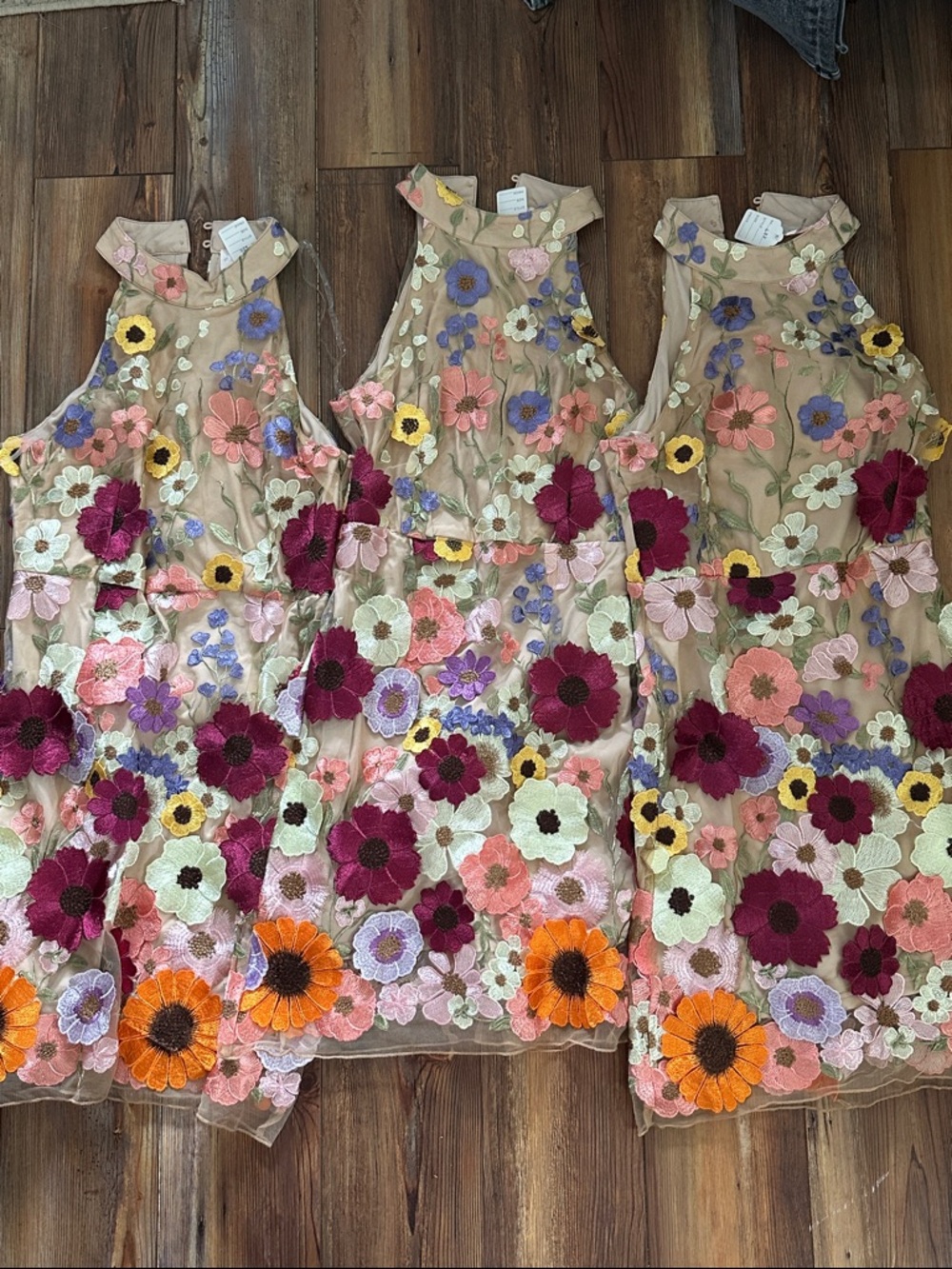 Women's Floral Embroidered Party Dress with Multicolor Flowers 4 available